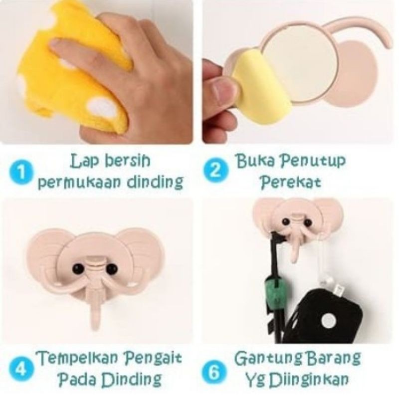 Gantungan Gajah Hook Tempel Serbaguna Tempelan elephant hook top good ok