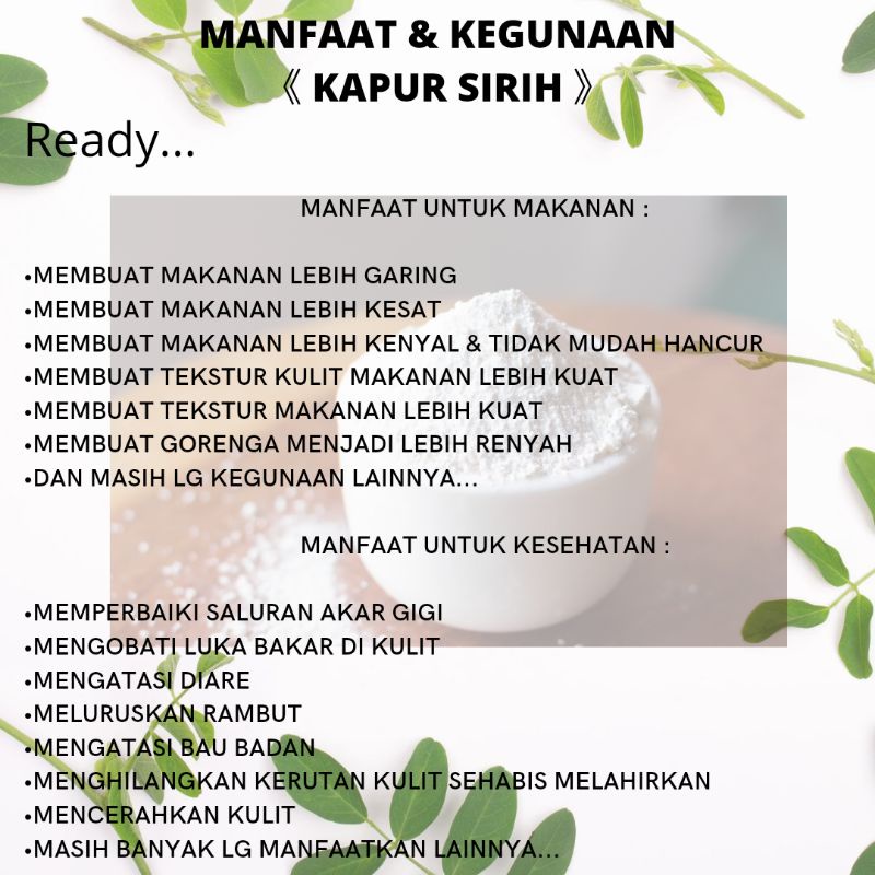 

kapur sirih foodgrade 100% original//kapur sirih original untuk makanan//serbuk kapur original untuk kesehatan