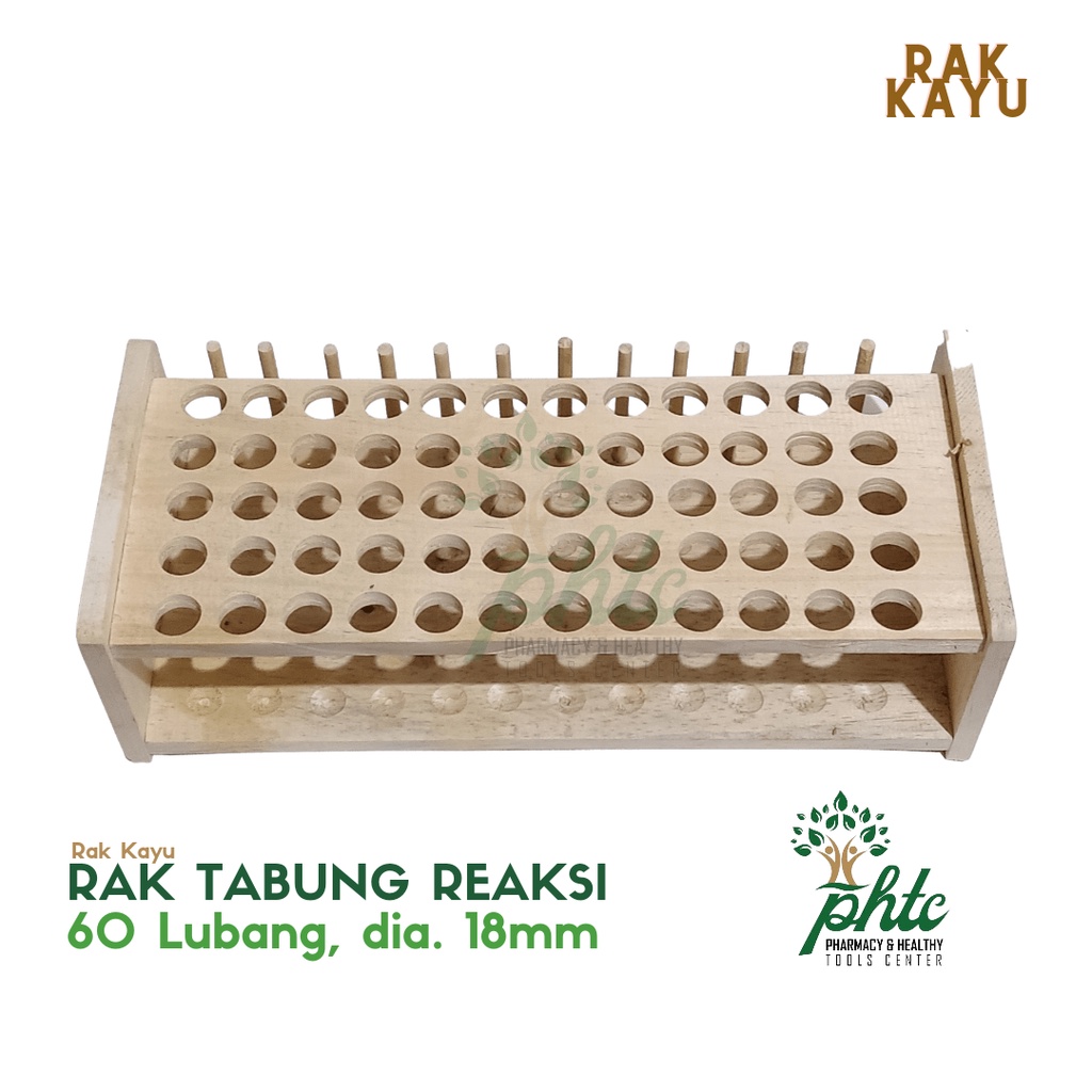 Rak Tabung Reaksi Kayu 60 Lubang