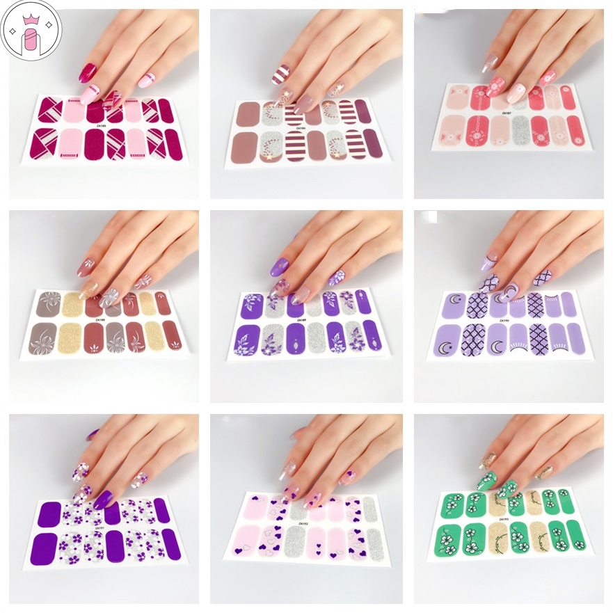 24pcs / set Kuku Palsu Full Cover Kepala Bulat Warna Pink Gradasi Dengan Lem