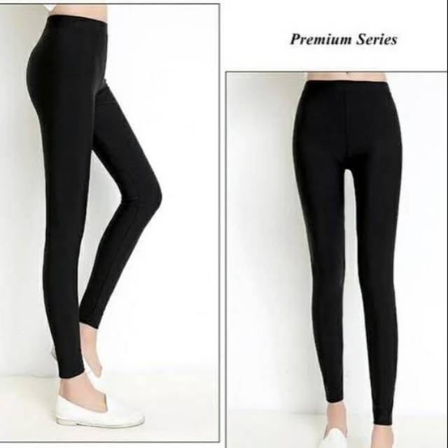 Legging wanita dewasa HITAM & PUTIH M, L, XL, XXL bahan kaos dan jersey licin