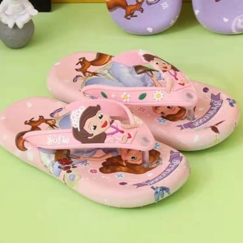 Sandal Jepit Anak Perempuan Motif Sofia Sandal Import Anak Cewek