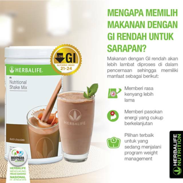 HERBALIFE SHAKE COKLAT F1 NUTRITIONAL DUTCH CHOCOLATE | Shopee ...