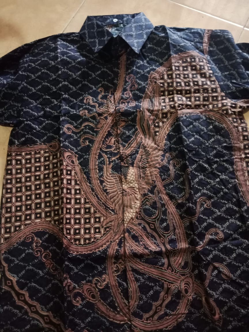 Kemeja Batik Pria Lengan Panjang Size M L Xl Xxl  Bswart Batik Hrb026 Kenongo Hem Panjang Padi