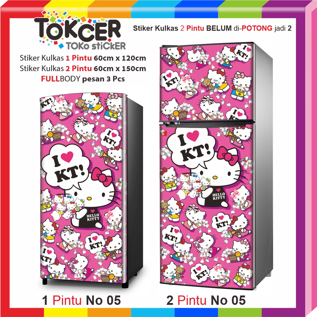 Stiker Kulkas 1 Pintu dan 2 Pintu HELLO KITTY