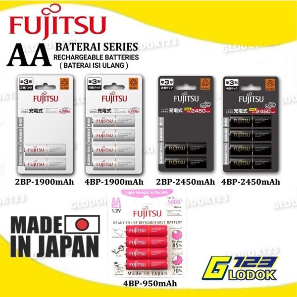 Baterai FUJITSU Batre AA A2 Cas Rechargeable Made In Japan Original