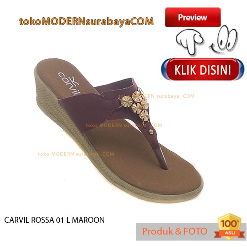 CARVIL ROSSA 01 L MAROON sandal wanita wedges