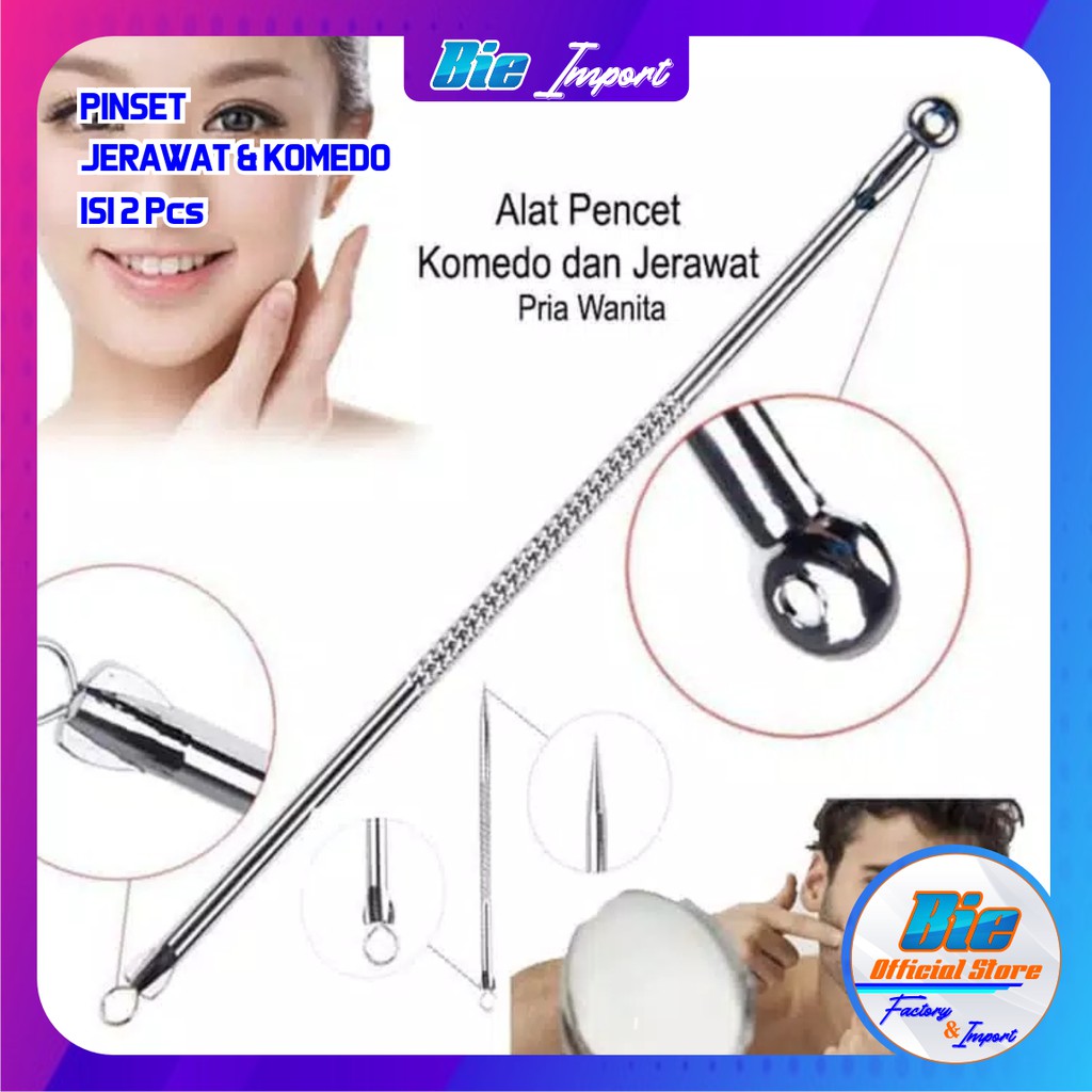 Isi 3 Pcs Alat Pencet Komedo Jerawat / Pinset Jerawat komedo stainless