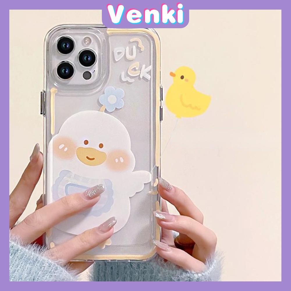 iPhone Case Clear Case Soft Thick TPU Shockproof HD Super Transparent Protection Camera Plating Button Duck Cute For iPhone 13 Pro Max iPhone 12 Pro Max iPhone 11 iPhone 7Plus