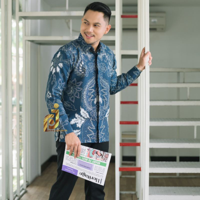 SD JIWO DONGKER Kemeja Baju Batik Pria Lengan Panjang Kasual Modern Premium