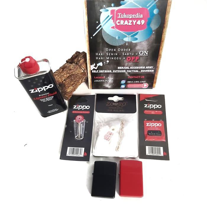 Korek Zippo Set/Kapas Zippo/Sumbu Zippo/Batu Zippo /Minyak Zippo