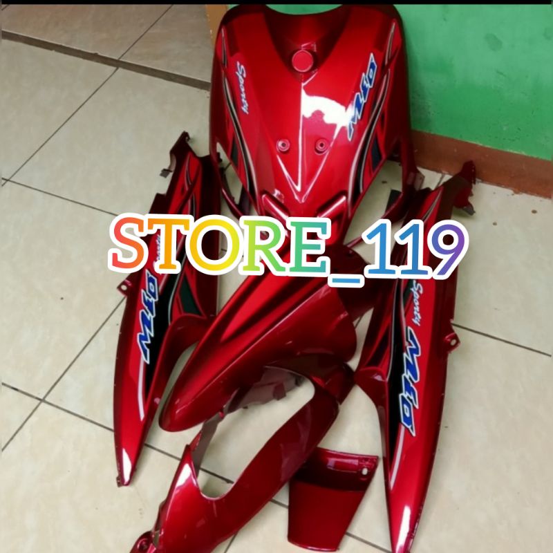 body halus full set mio sporty merah maroon plus striping