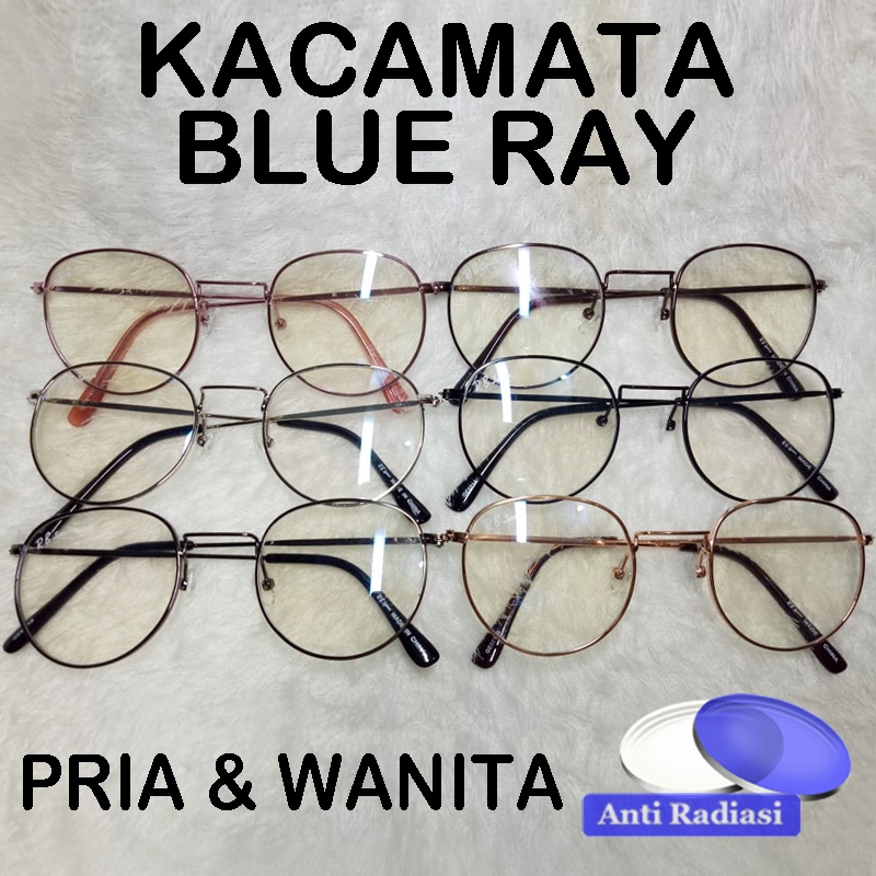 Kacamata Anti Radiasi Komputer HP Lensa Blue Light Blocking Fashion Wanita Pria Unisex Frame Oval Metal / Besi / Kacamata Anti Sinar Biru