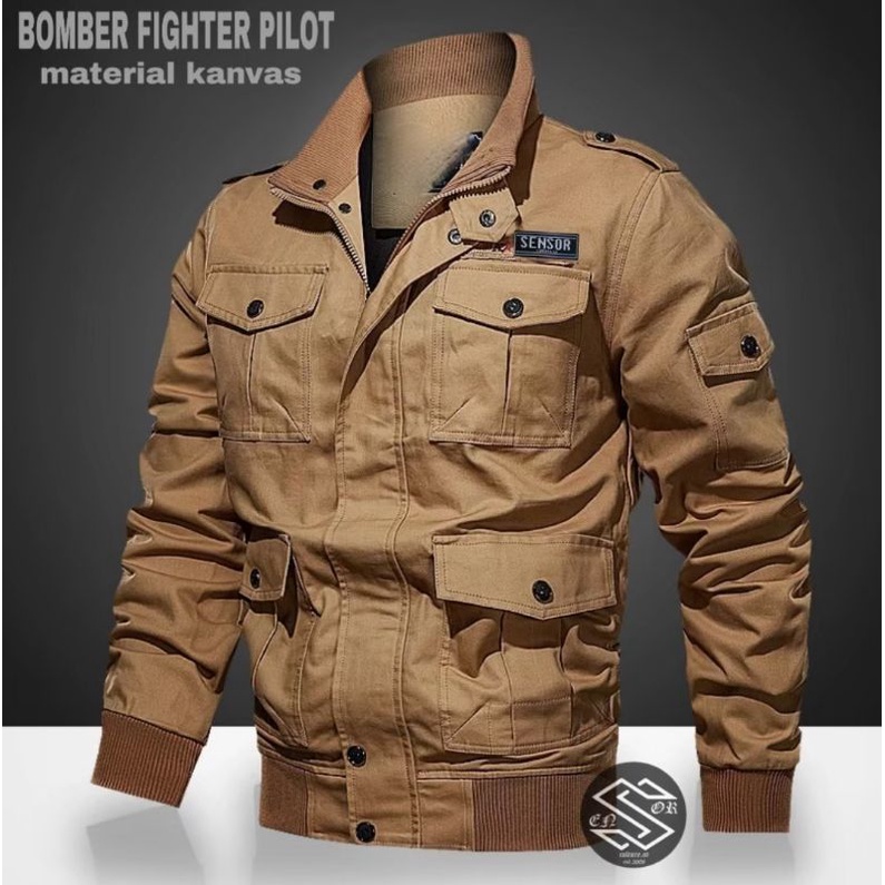 TURUN HARGA ! Jaket Bomber Cowok / Jaket Canvas Pria Terbaru Jaket Bomber Figther Pilot Premium Original Sensor