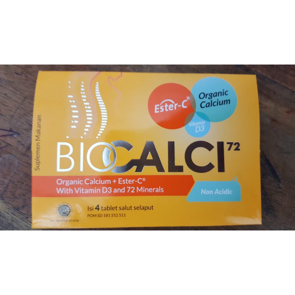 Biocalci 72  mengandung Ester C dan Vitamin D3 strip isi 4 tab