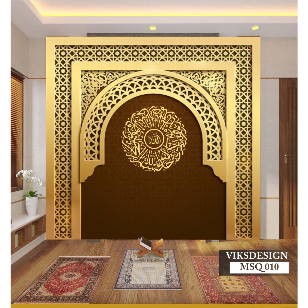 PUSAT CETAK wallpaper untuk dinding lembab, Wallpaper 3d Mihrab Mushola Rumah Mewah Masakini