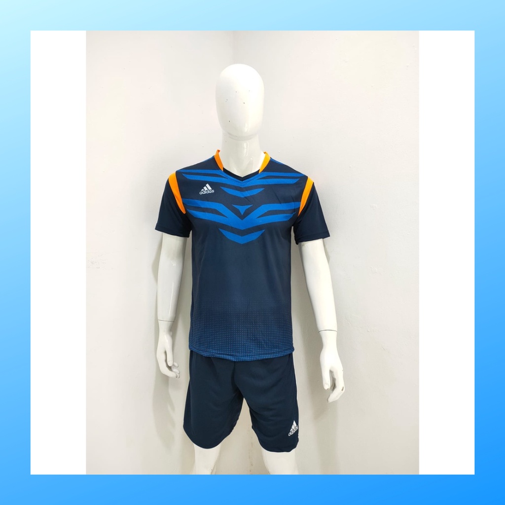 jersey futsal pria kaos sepak bola baju dan celana setelan wanita dewasa t-shirt outfit seragam jarsey kostum olahraga pakaian apparel print sport jersy soccer casual jersi suit AD165 navy