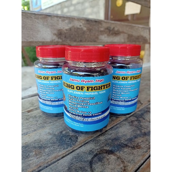 KING OF FIGHTER kemasan botol isi 100biji | Suplemen herbal | Jamu Ayam Laga