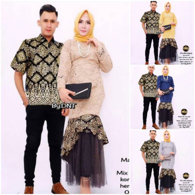 Couple long dress brukat duyung batik prada wajik gold sarimbit brokat