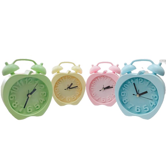 JAM WEKER JAM BEKER JAM MEJA/ALARM/ANALOG WARNA PASTEL BENTUK APEL