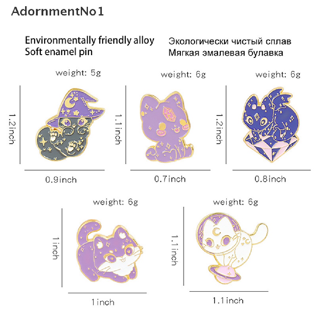 (AdornmentNo1) Bros / Pin Enamel Bentuk Bulan / Bintang / Kucing Ungu / Penyihir / Luar Angkasa