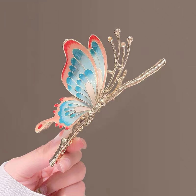 Aksesoris Jepit Rambut Ekor Kuda Model Butterfly Bahan Metal Untuk Wanita