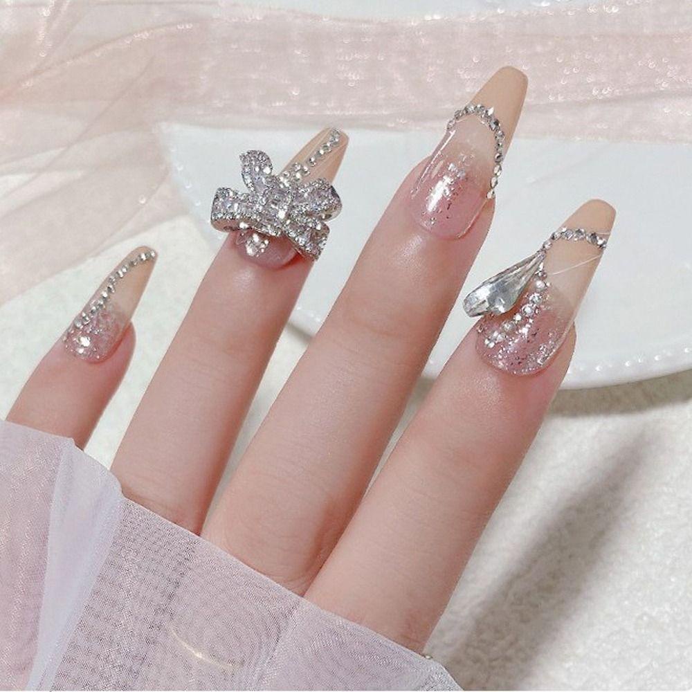 Mxbeauty Manik-Manik Berlian Imitasi Bentuk Pita 3D Bahan Alloy Untuk Nail Art