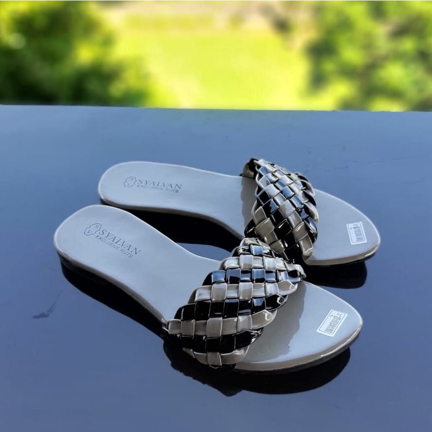 SDPD07 Sandal Wanita Perempuan Sandal Teplek - Motif Kepang