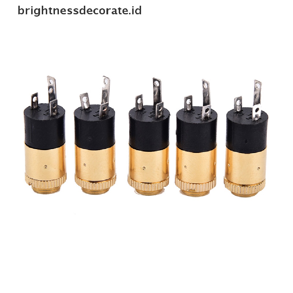 (Birth) 5pcs Konektor Jack Audio 3.5mm Female Pj392 Warna Emas Untuk Headphone