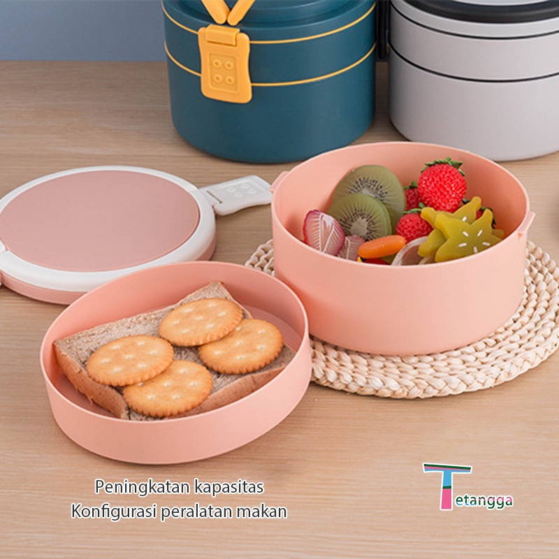 Double-Layer Lunch Box Free Sendok Anti Bocor Dan Anti Percikan Kotak Makan BPA FREE