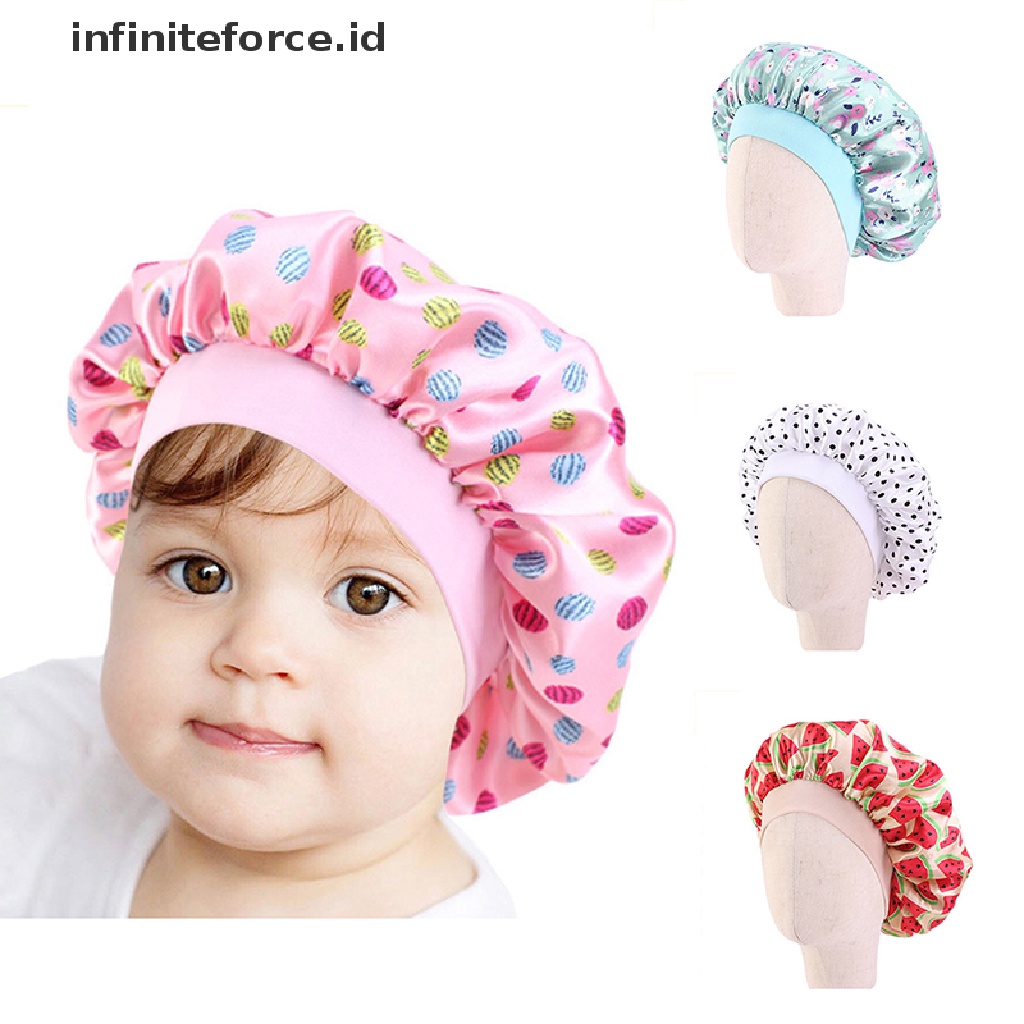 Infiniteforce.id Topi Bonnet Satin Lembut Bayi Perempuan Aksen Bunga