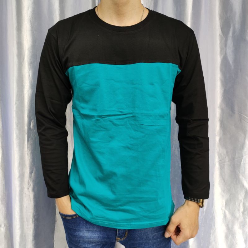 Kaos Polos Reglan Kombinasi HITAM-TOSCA uk 20 22 S M L Xl XXL