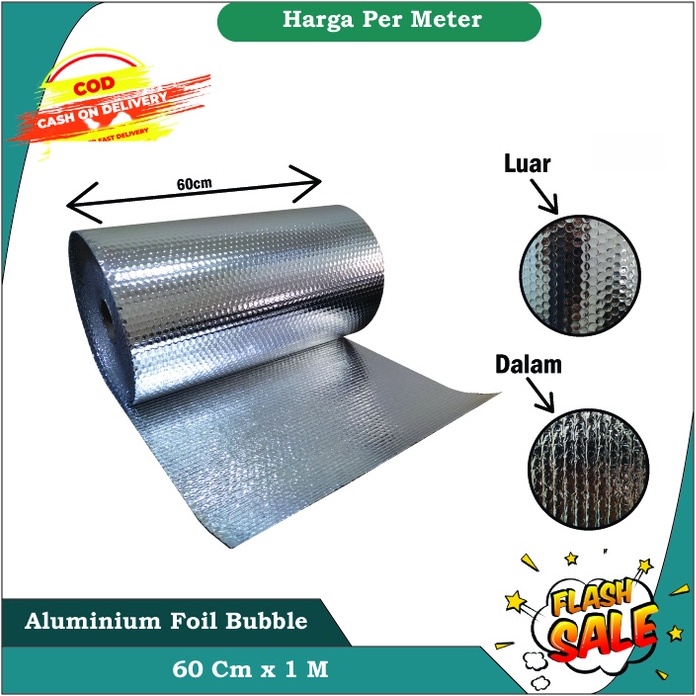 

( 1 Meter ) Aluminium Foil Bubble Alumunum Foil Bubble Peredam Panas Atap Rumah genteng Ketebalan 4