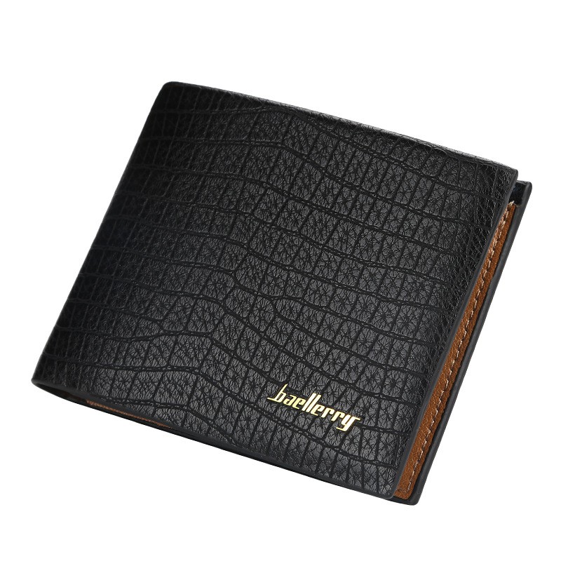 DOMPET LIPAT PRIA BAELLERRY IMPORT ORIGINAL HITAM KULIT CROCO STEVEN WA132B5 PREMIUM TIDUR PENDEK