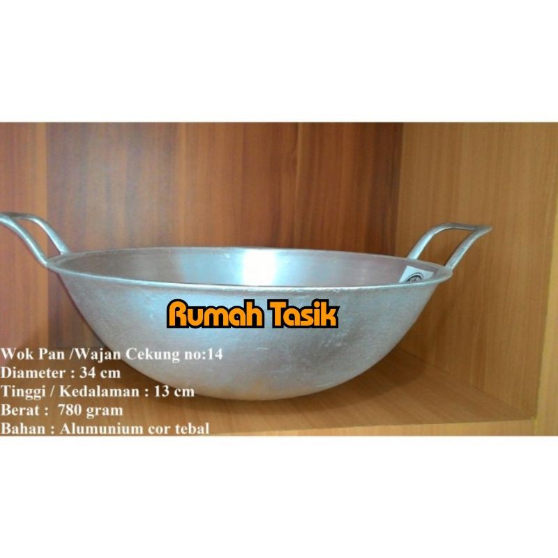 Wajan Penggorengan Cekung Tebal / Wok Pan Cekung No.14 Diameter 34cm