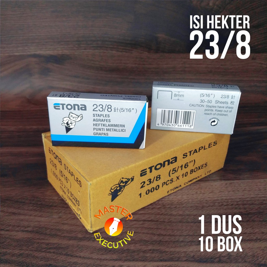 

[Dus - 10 Box] Etona 23/8 - 5/16 " Isi Staples - Hekter Stapler Jilid Tembak