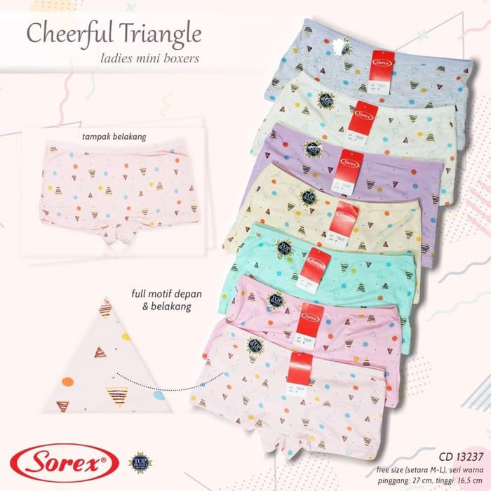 ready celana dalam ladies mini boxer hotpants cheerful triangle sorex 13237