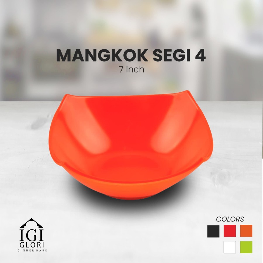 Glori Mangkok Makan Melamin Segiempat 7 Inch G4470