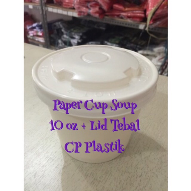 Paper Bowl 300 ml + Tutup | Paper Cup Soup 10 oz | Mangkok Kertas (isi +/- 50 pcs)