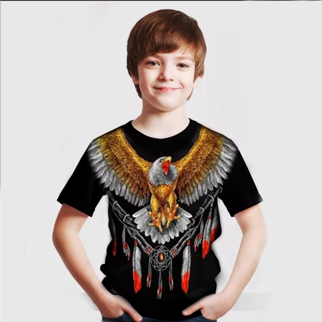 Kaos anak-anak gambar elang fullprint / kaos anak tanggung / realpict
