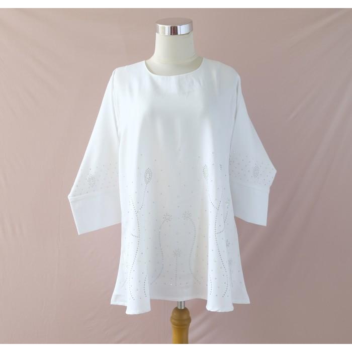 Big Sale Baju Atasan Blouse Wanita Moscrepe Putih Terlaris