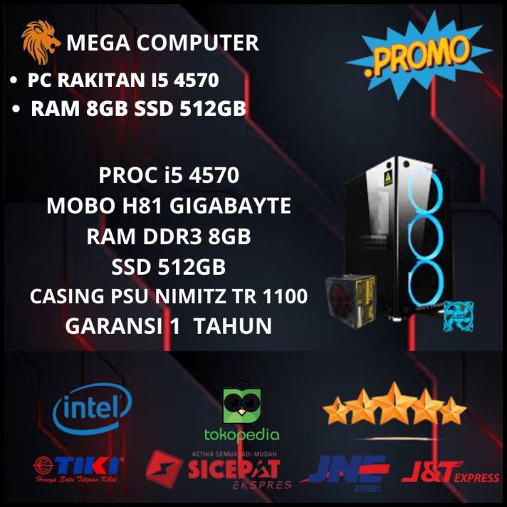 Pc Rakitan I5 4570 Ram 8Gb Ssd 512Gb