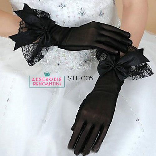 [READY STOK] SARUNG TANGAN PENGANTIN BRIDAL AKSESORIS WEDDING BRIDAL HITAM STH005