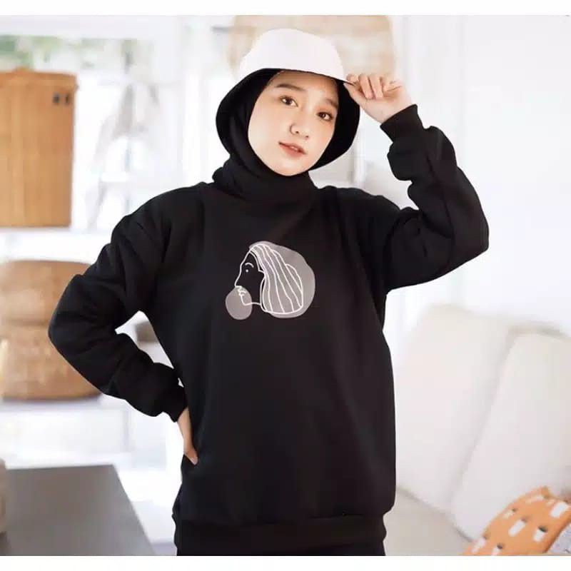 POTRAIT GIRL SWEATER UNISEX TEBAL TERLARIS'