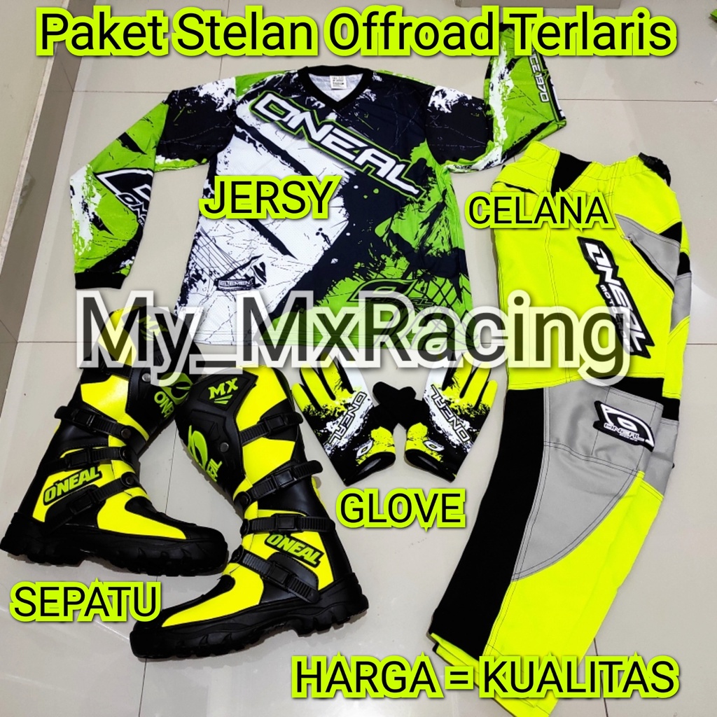 promo stelan offroad  ON 08trail cross sepatu cross jerset trail celana cross tral bonus sarung tangan