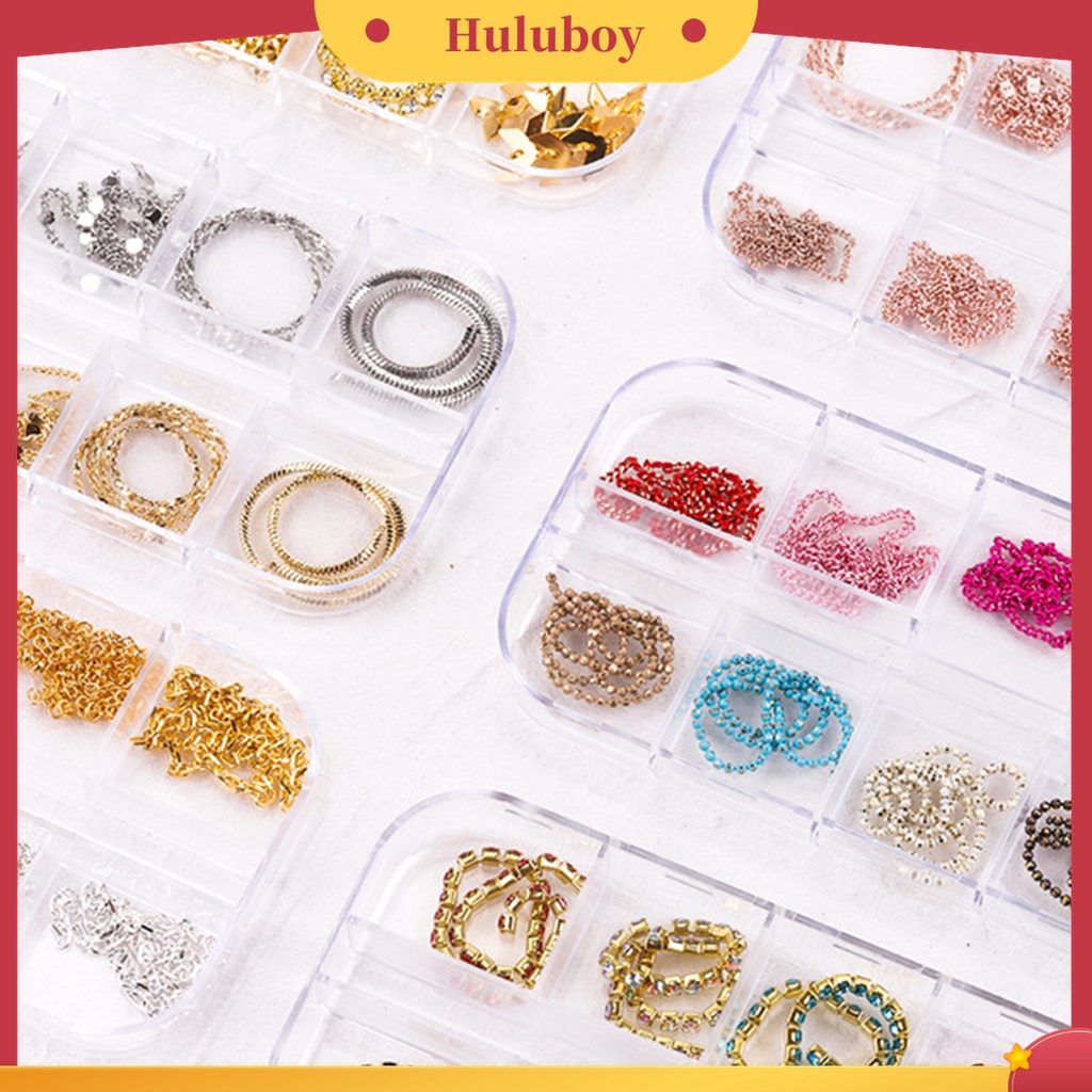 Huluboy Huluboy♡ 12pcs / Set Rantai Metal Lebar Aplikasi Nail Art / Manicure