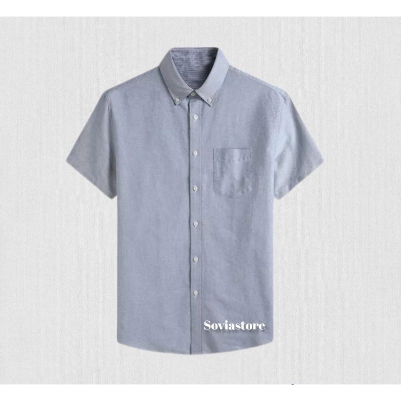 Terlaris Baju Distro Kemeja Cowok Dewasa Lengan Pendek Kekinian Warna Abu Motif Keren Hem Kameja Sur