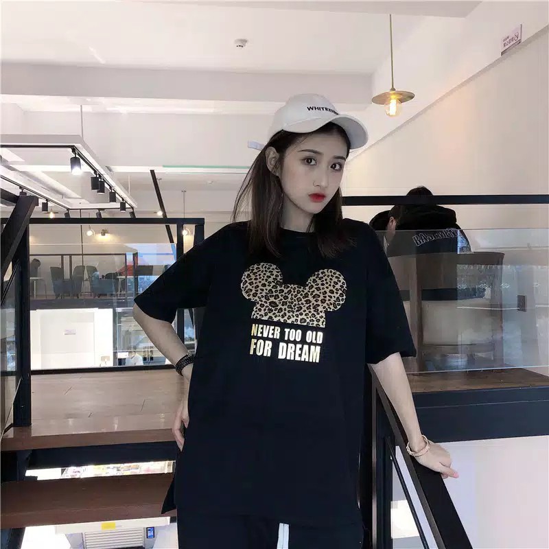 TBI Kaos Mickey To Dream T-Shirt Oversized Lisa Blackpink Loose Shirt