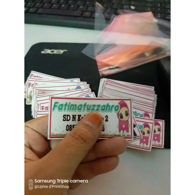 

Stiker nama uk. 3*6 cm min order 300/design