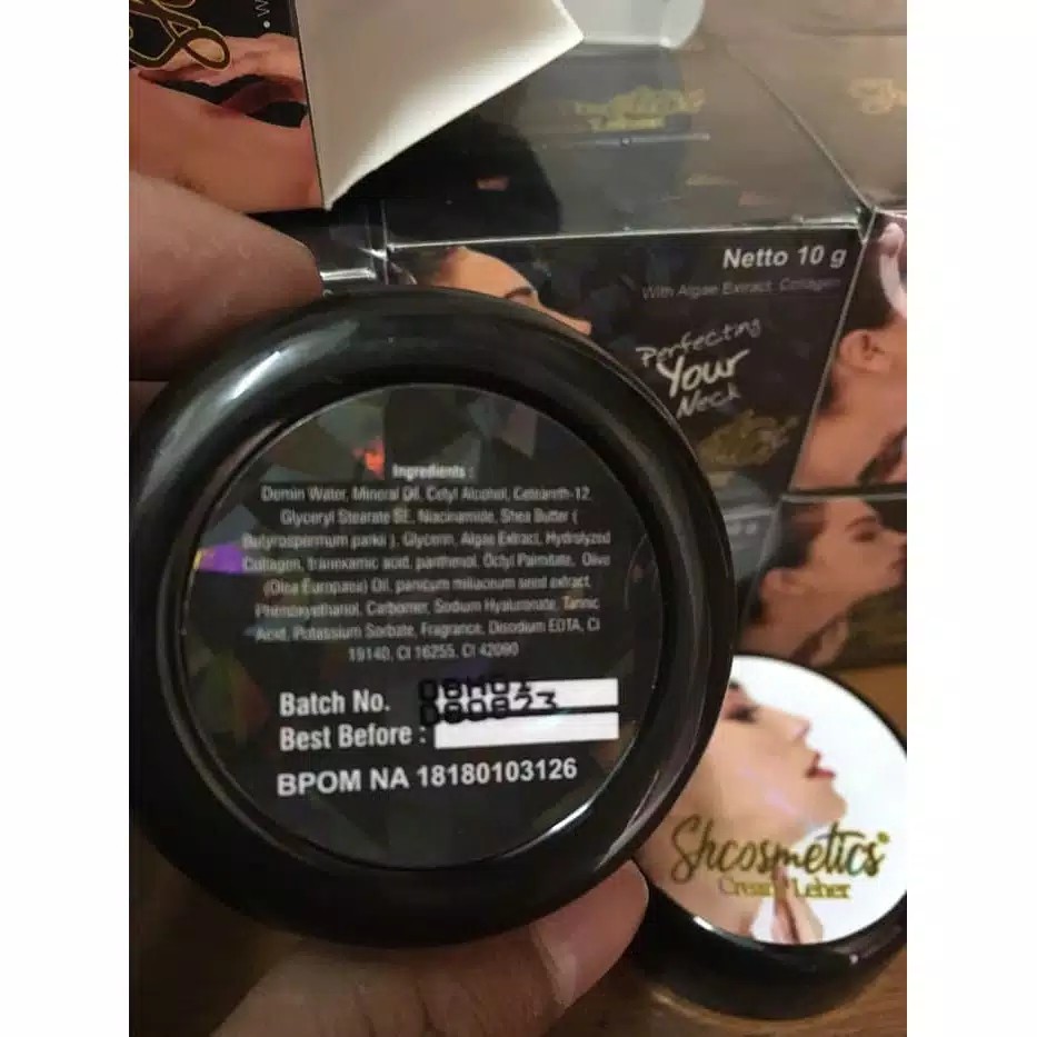 ❤ ORIGINAL ❤ Cream Pemutih Leher Bpom SH COSMETIC Dus Hitam Krim with Algae Extract &amp; collagen